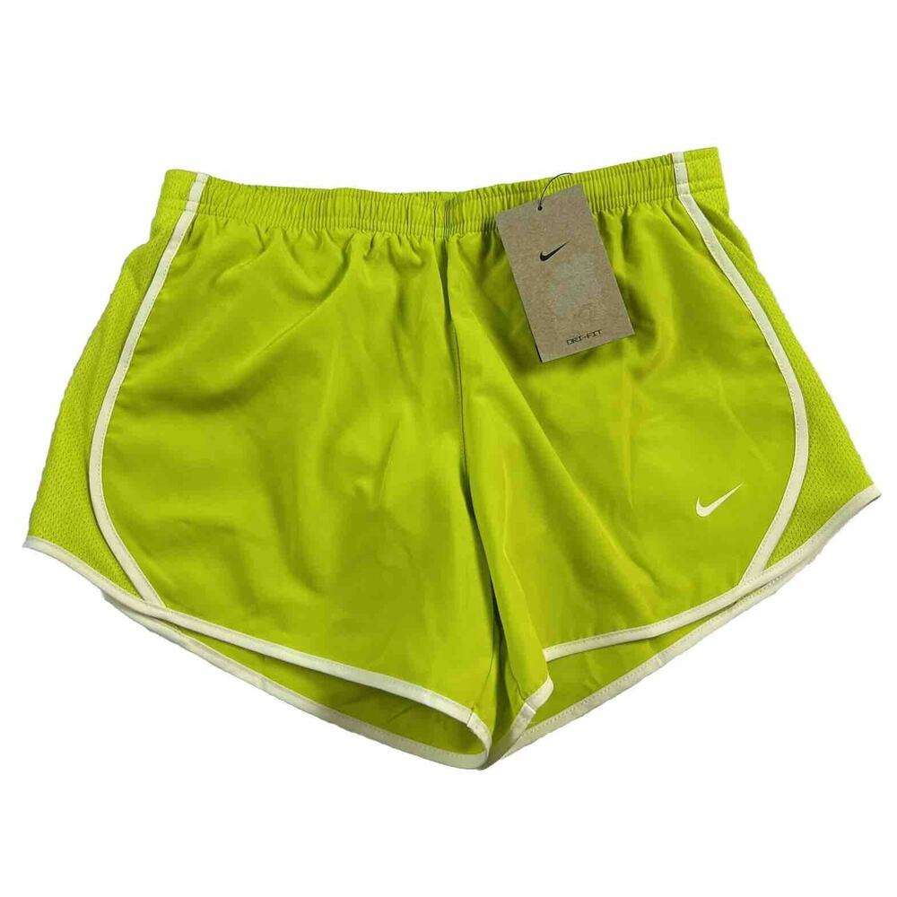New Nike Big Girls' Dri-Fit Tempo Running Shorts 4” Lined Size L, Lime Green $25